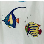 Vintage Tropical Button Down Top Swim Cover Up Embroidered Jeweled Women Size 2X White Photo 2