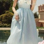 Japanese K Style Summer Cottage Baby Blue Bow Y2K Maxi Dress Size XS Photo 0