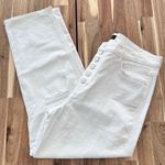 7 For All Mankind NWT  Distressed High-Waist Crop Straight Button Fly in White 32 Photo 2