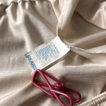 Vintage Sears Half Slip Size Large Short Length Nylon Beige Blush Lace Trim Slit Photo 5