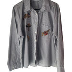 Las Olas  Vintage 90s Large Westen Embroidered Black Striped Button‎ Up Photo 0