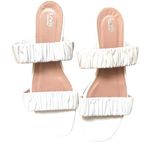 LEWIT Italian Leather Ruched Sandal Cream Sz 40 White Photo 1