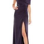 Mac Duggal Ieena For  Navy Blue Ruched One Shoulder Trumpet Gown Sz.2 NWT Photo 0