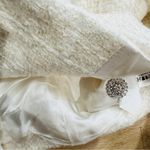 ZARA  cream tweed 3/4 sleeves with rhinestones buttons blazer cropped jacket NEW Photo 7