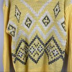 Vintage Retro Fair Isle Yellow Oversized Sweater Size M Photo 11
