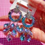 Nine West  blue purple tone crystal transparent drop 925 sterling silver Earring Photo 2