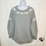 Isabel Maternity by Ingrid & Isabel Floral Embroidered Yoke Sweatshirt Grey M Gray Size undefined Photo 2