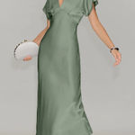 Rihoas Green Satin V Neck A Photo 0