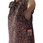 Steve Madden NWT ~ Black Ruffle Calico Sleeveless Blouse Ditsy Top ~ SMALL Photo 3