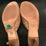 Marcello Paci Shoes Sz 8 Slides Kitten Heels Tweed Fabric Orange/Tan Tan Photo 4
