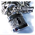 DIAMOND ENCRUSTED LOCK & KEY SOLID STERLING 925 HEAVY 18" QUALITY LINK NECKLACE Silver Photo 9
