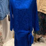 Vintage 80’s blue floral silk drop waist Pat Argenti giant bow tie pleated dress Size 8 Photo 8