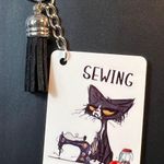 Handmade Cat Sewing Because Keychain With Tassel Photo 0