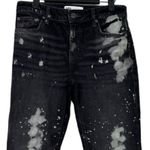ZARA The Bleached Mid Rise Slim Straight Leg Denim Jean 6 Black White #3924 Photo 2