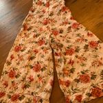 American Eagle Jumpsuit Womens 00 White One-Piece Floral Lattice Trim Wide Leg Photo 6