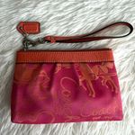 Coach  Orange Pink Horse Carriage Canvas Wristlet Photo 0