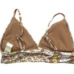 Aerie Swim Real Good Triangle Bikini Top Floral Print Brown White Size S Photo 1