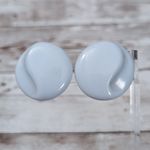 Vintage Clip On Earrings Light Blue Circle with Design 1 & 1/8" Retro Photo 1