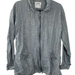 Flax ‎ 100% Linen Blue Zip Up Lightweight Jacket Size MEDIUM Photo 0