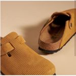 Birkenstock NIB Anthropologie Birkenstocks Boston Embossed Corduroy Cork Brown Clog Photo 1