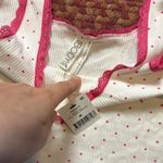 Cotton On NWT  BODY PINK POLKA DOT LACE TRIM CROP STRETCH TANK Photo 1