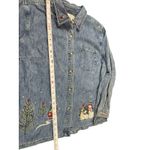 VTG CJ Banks 2X Denim Shirt Blue Embroidered Snowman Cabin Trees Christmas Y2K Photo 12