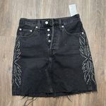 Levi's ‎ High Rise Deconstructed Button Fly Studded Denim Premium Skirt Size 24 Photo 1