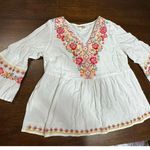 Savanna Jane Boho Festival Western Embroidered Top Women Large Colorful Peasant White Photo 0