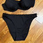 Good American NEW Black Lace Up Hem Bikini Bralette Top High Waist Bottoms Large Photo 2