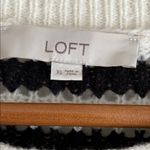 Loft  Striped Ruffle Shoulder Crewneck Sweater Long Blouson Sleeves Black Size XL Photo 7