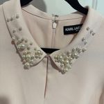 Karl Lagerfeld  Women's Pink Sheath Dress Peter Pan Collar Faux Pearls US 10 NWT Photo 3