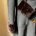 Vintage Fathi Due Paris Pure Cashmere Coatigan S/M Gray Fur Cuff Long Maxi Coat Photo 8