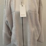 Lululemon Off white Opal Collarless Textured Sherpa Fleece Coat 12 Large NEW NWT Photo 0