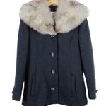 Vintage 1950s Claire Dratch Bethesda Fox Fur Collar Virgin Wool Jacket Coat S Photo 0