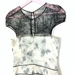 Vintage silk sheath dress cap sleeve abstract print floral lace S/M Size 6 Photo 6