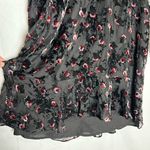 WAYF  Black Crushed Velvet Floral Print V Neck Long Sleeve Mini Dress Small Photo 4