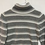 Banana Republic  Turtle Neck Long Sleeve Shirt Grey and White Striped Size Small Photo 1