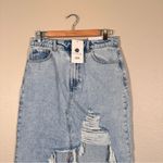 Insane Gene Blue Denim Distressed High Rise Maxi Skirt Womens M Hi Low NWT Size M Photo 12