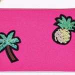 TARTE Bohemian Tropical Sequined Pink and Gold Classic Zippered Cosmetic Bag Photo 0