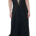 Betsy and Adam  Black Strapless Beaded Sweetheart Slit Formal Gown Prom Dress 12 Photo 0