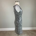 AQUA Sequin Sleeveless Mini Sheath Cocktail Dress Sparkly Black and White Size 6 Photo 2
