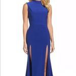 Mac Duggal  IEENA Double Slit High Neck Gown Royal Blue Sleeveless Gown Dress Photo 3