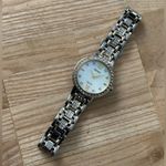 Seiko Solar Ladies Watch Crystal Embellishments Pearl Dial Two-Tone Bracelet Photo 6