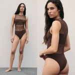 ZARA Chocolate Mesh Bodysuit Photo 1