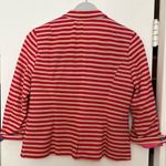 ZARA Basic Single Button Striped Blazer Pink & Tan Size: Small Photo 2