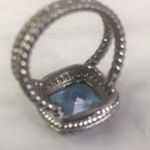 Simulated Aquamarine Cocktail Ring Accent Small Faux Diamonds size 7 braided Blue Photo 6