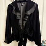 Stage Romantic Black Velvet Ruffle Tie Front Jacket cardigan Gothic M Fairy Size M Photo 0