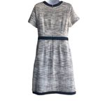 Shelby & Palmer  Size 12 Black White Tweed A-Line Dress Short Sleeve Buttons Zip Photo 1