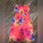 Ella Moss  Hibiscus Floral Silk Strapless Dress in guava L $138 spring cocktail Photo 3