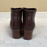 Toms Leila Leather Ankle Bootie Oxblood Dark Red Zip Closure Size 7 Photo 4